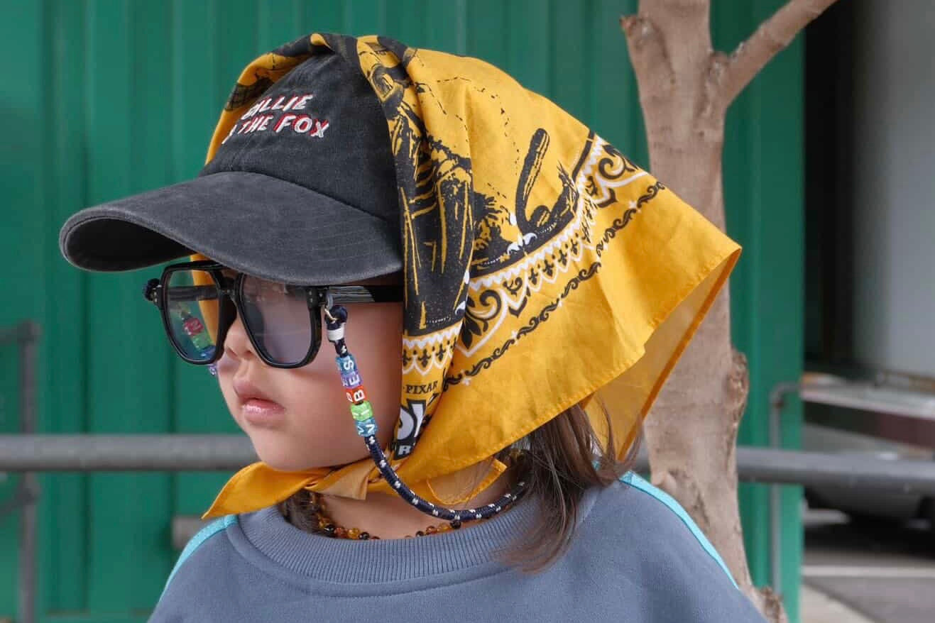 Cool kids fashion - with a child wearing a Billie & the Fox cap styled in an edgy way