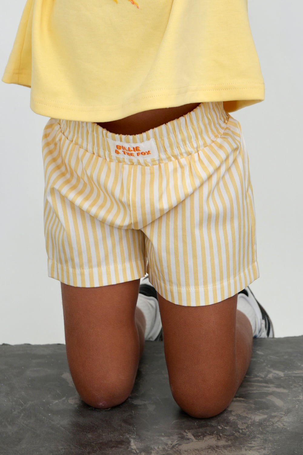 Billie & the Fox Golden Hour Short — golden yellow kids shorts, ages 6 months to 6 years