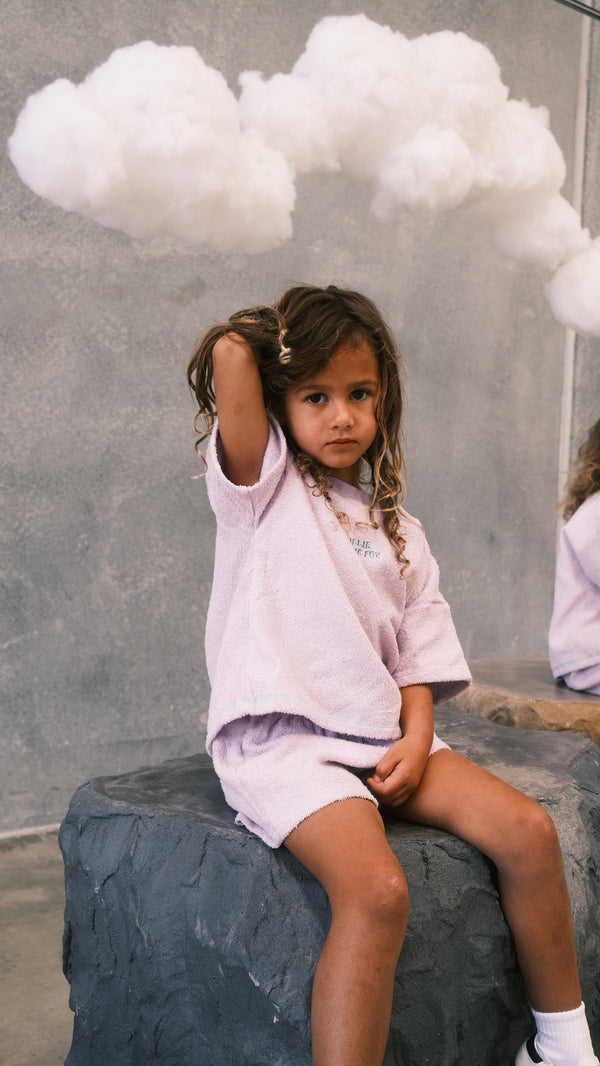 Billie & the Fox Supernova Terry Set — Lilac kids organic terry cotton set, ages 6 months to 6 years