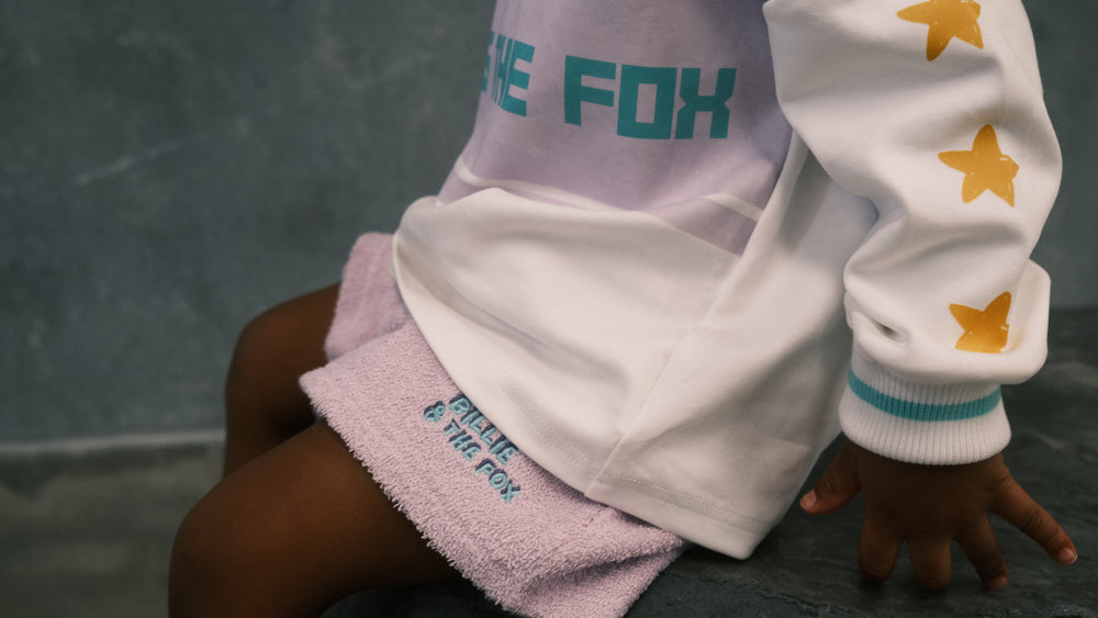 Billie & the Fox Stardust Tee — yellow kids organic cotton graphic tee, ages 6 months to 6 years