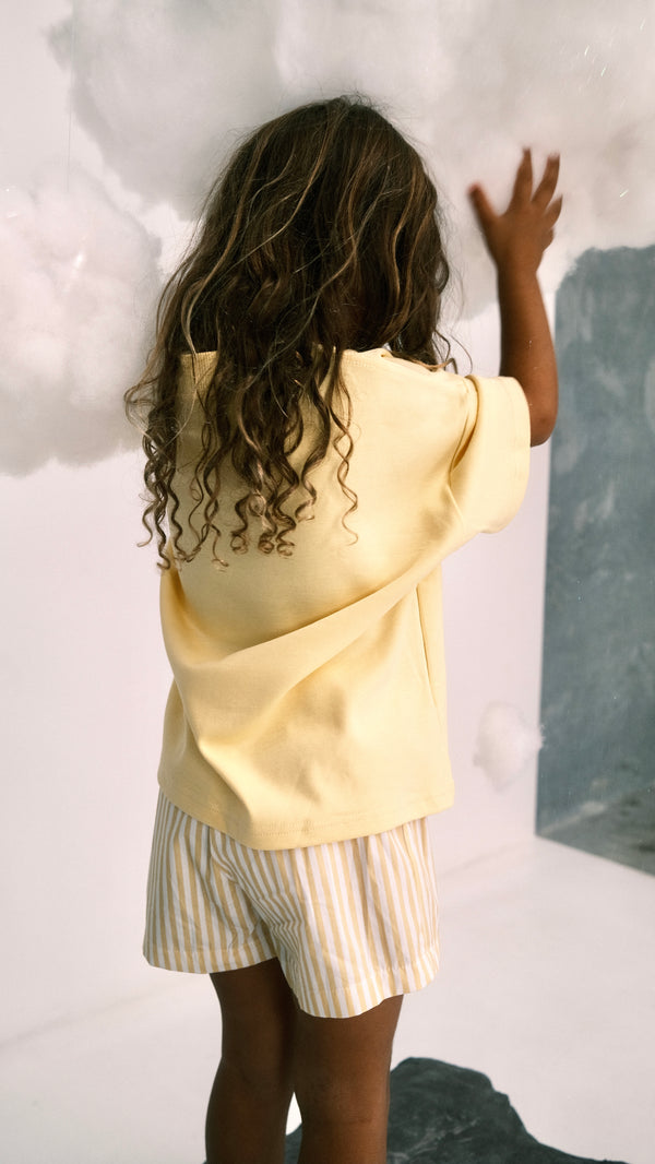 Billie & the Fox Golden Hour Short — golden yellow kids shorts, ages 6 months to 6 years