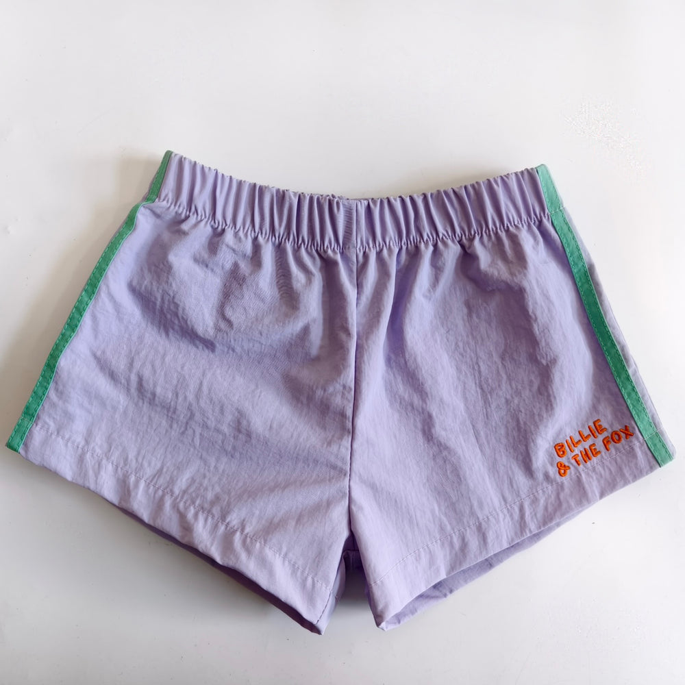 Billie & the Fox Violet Skies Short — purple kids shorts, ages 6 months to 6 years