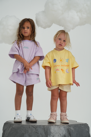 Billie & the Fox Golden Hour Short — golden yellow kids shorts, ages 6 months to 6 years