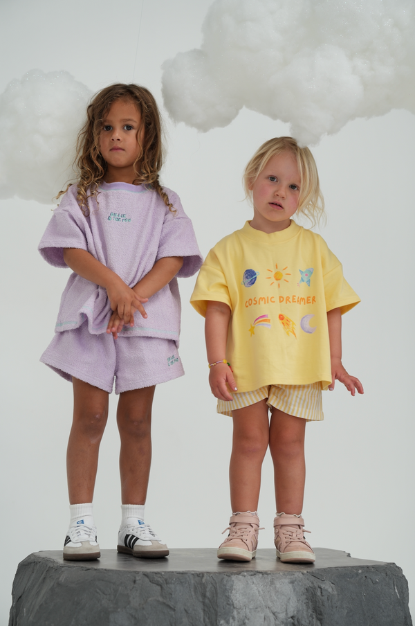 Billie & the Fox Golden Hour Short — golden yellow kids shorts, ages 6 months to 6 years