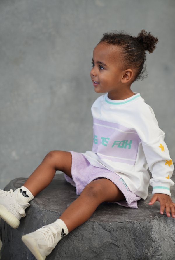 Billie & the Fox Stardust Tee — yellow kids organic cotton graphic tee, ages 6 months to 6 years
