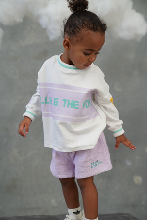 Billie & the Fox Stardust Tee — white kids organic cotton graphic tee with stars & moons, ages 6 months to 6 years